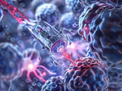 L’arme du robot est cachée dans une nanostructure et n’est exposée qu’une fois le robot arrivé dans le microenvironnement tumoral (Visuel Adobe Stock 772129484)