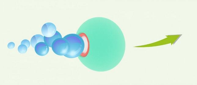 Des micromoteurs à base de magnésium propulsés par des bulles d'hydrogène au sein des articulations permettent de réduire les symptômes handicapants de la polyarthrite rhumatoïde (Visuel Nano Letters 2021). 
